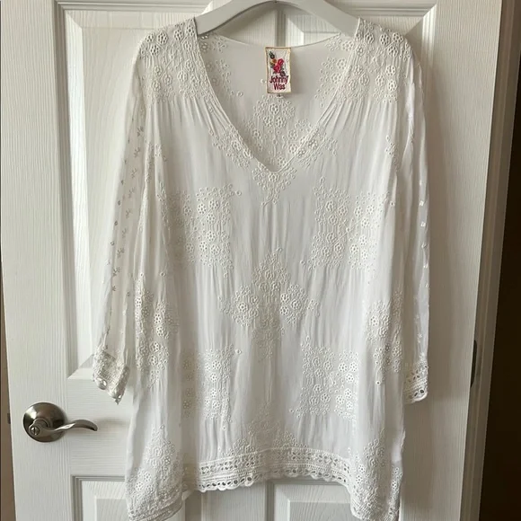 JOHNNY WAS White Eyelet Top - Picture 1 of 8